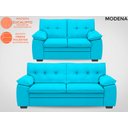 Ver imagem 3 de Conjunto de Sofá 2 e 3 Lugares Fixo Modena Velosuede Turquesa - Netsofás
