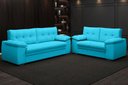 Ver imagem 1 de Conjunto de Sofá 2 e 3 Lugares Fixo Modena Velosuede Turquesa - Netsofás