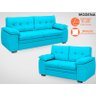 Conjunto de Sofá 2 e 3 Lugares Fixo Modena Velosuede Turquesa - Netsofás - 4