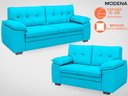 Ver imagem 4 de Conjunto de Sofá 2 e 3 Lugares Fixo Modena Velosuede Turquesa - Netsofás
