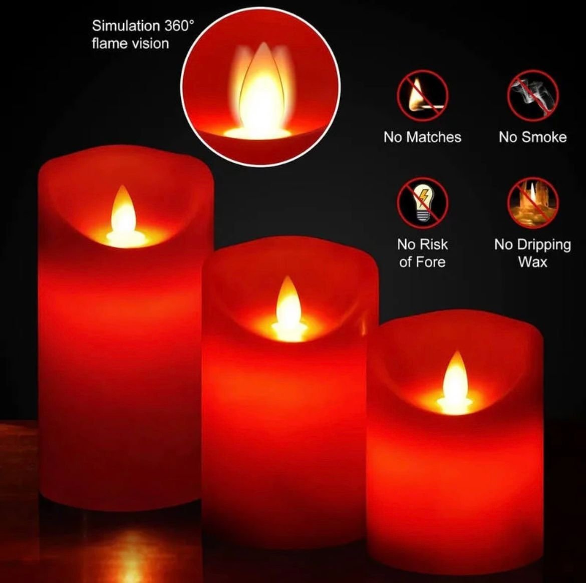 Velas Led Kit 3 Vermelha Decorativa - 3