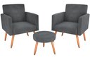 Ver imagem 2 de Kit 2 Poltronas + Puff Dallas Veludo Cinza E425 - Matrix