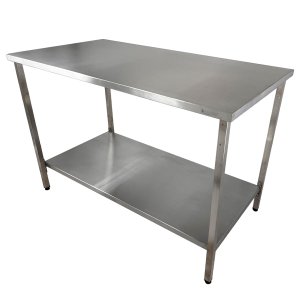 Mesa Aço Inox Industrial 130x60x90 Cm Plano Liso Nortinox