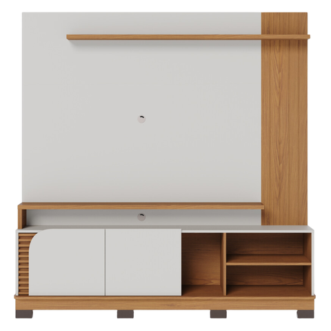 Home Ripado para Tvs de 75" Novara Off White Matte Freijó
