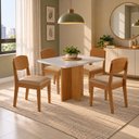 Ver imagem 1 de Conjunto Sala de Jantar Mesa Moscou Tp Canto Copo com 4 Cadeiras Cleo