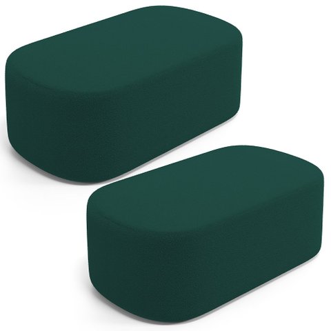 Kit 02 Puffs Decorativos Orgânicos para Living Quarto 100cm Doha W01 Bouclê Verde - Lyam Decor