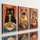 Ver imagem 1 de Kit 3 Quadro Decorativo Gato Japonês Sushi Restaurante Qualidade Premium Moderno 28x20cm