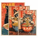 Ver imagem 3 de Kit 3 Quadro Decorativo Gato Japonês Sushi Restaurante Qualidade Premium Moderno 28x20cm