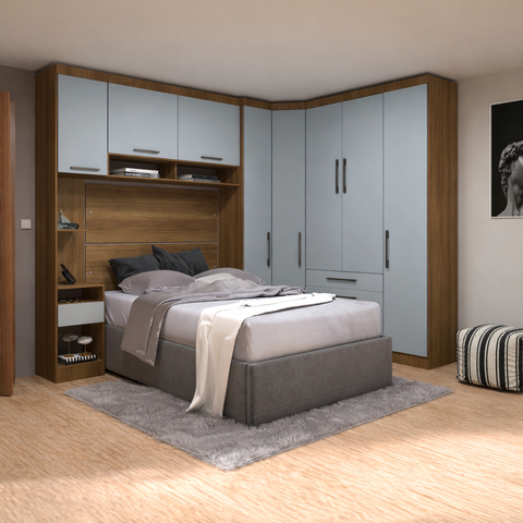 Guarda Roupa Dormitório Modulado Casal Queen 1,58 M Canto Paris Luciane M15:azul