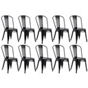 Ver imagem 2 de Kit 10 Cadeiras Tolix Fosca ? Aço Industrial Preto, Estilo Retrô para Sala, Cozinha ou Escritório