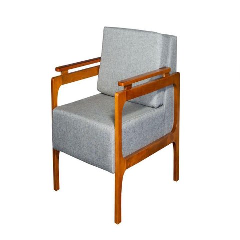 Poltrona Decorativa Yasmin Luxo Dora Bela Cor Cinza Linho