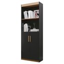 Ver imagem 2 de Estante Livreiro Bipartida 63cm 2 Portas Form Preto/Nature Z56 - Mpozenato