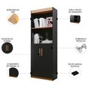 Ver imagem 3 de Estante Livreiro Bipartida 63cm 2 Portas Form Preto/Nature Z56 - Mpozenato