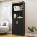 Ver imagem 1 de Estante Livreiro Bipartida 63cm 2 Portas Form Preto/Nature Z56 - Mpozenato