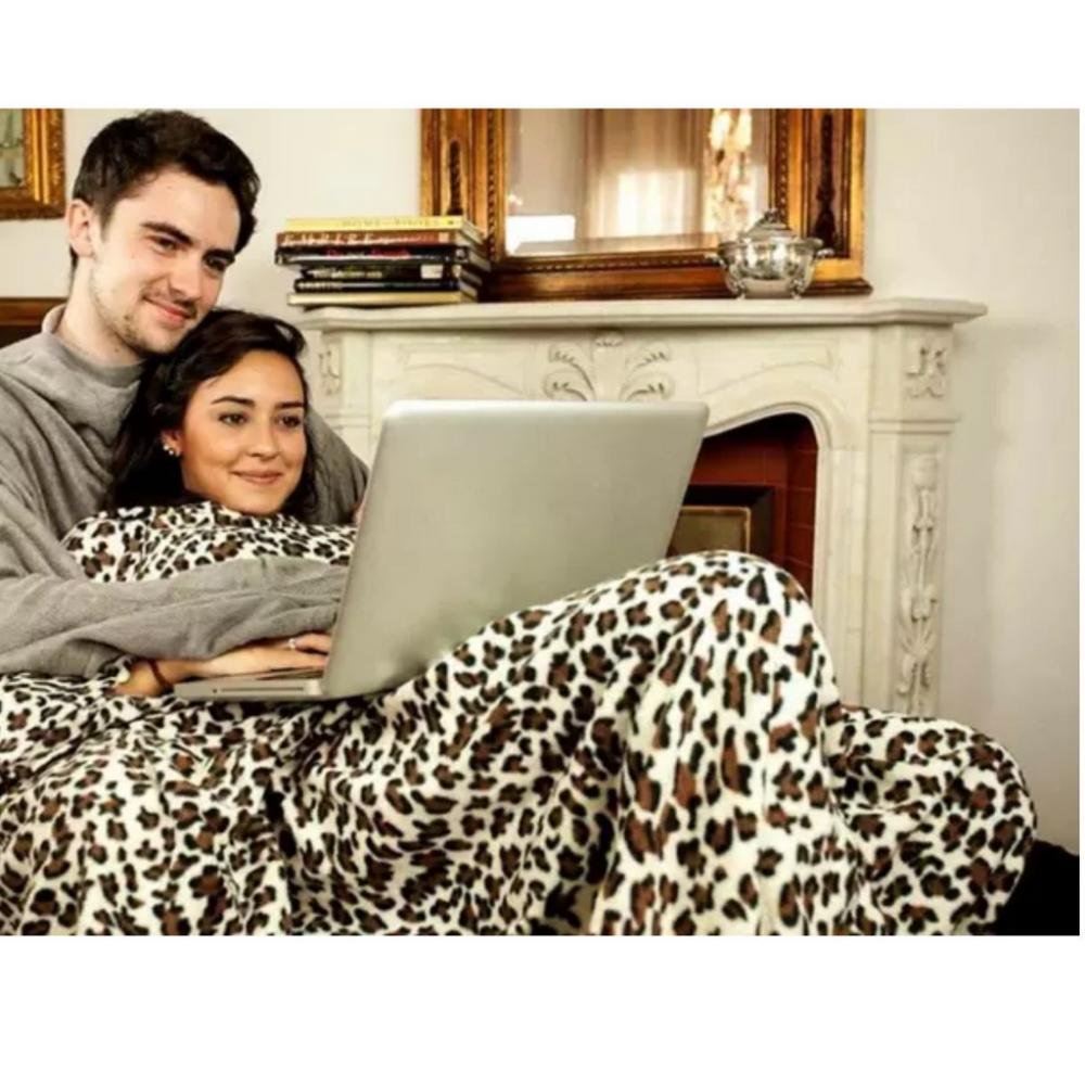 Cobertor com Mangas TV Solteiro Prime Xadrez Vermelho Luxo - 1