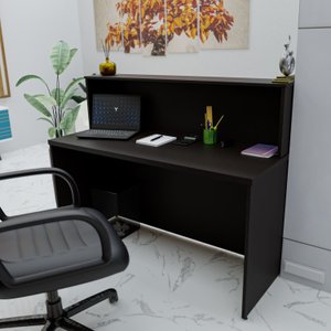 Balcão Atendimento Recepção Consultório 1200x600 Netmobil - Preto