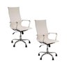 Kit 2 Cadeiras Escritório Giratória Esteirinha Alta Branco - 1