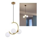 Ver imagem 1 de Luminaria Lustre Meia Lua Pendente Luxo Sala Quarto Cozinha Ambiente Comercial Residencial