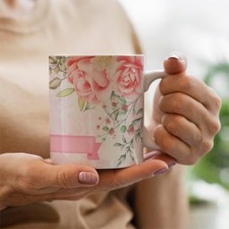 Caneca dia das maes madeira floral love - 3
