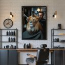 Ver imagem 1 de Quadro Canvas Barbearia Leão 90x60cm Mold Preta