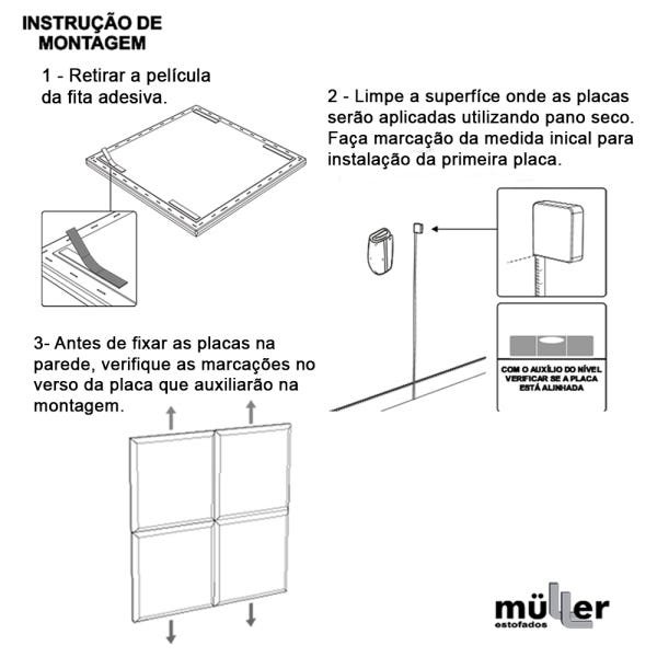 Placas para Cabeceira Estofadas Moduladas de Veludo Off White Clean - Kit com 4 Peças - 3