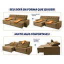 Ver imagem 6 de Sofá Retrátil Reclinável 2,30m Albany Suede Velut Bege Molas Ensacadas - King House