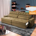 Ver imagem 1 de Sofá Retrátil Reclinável 2,30m Albany Suede Velut Bege Molas Ensacadas - King House