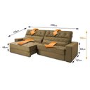 Ver imagem 5 de Sofá Retrátil Reclinável 2,30m Albany Suede Velut Bege Molas Ensacadas - King House