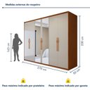 Ver imagem 3 de Guarda-Roupa Casal 6 Portas 6 Gavetas com Espelho MDF 270cm Suavitá Bege Amêndoa Clean/Off White