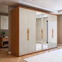 Ver imagem 1 de Guarda-Roupa Casal 6 Portas 6 Gavetas com Espelho MDF 270cm Suavitá Bege Amêndoa Clean/Off White
