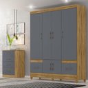 Ver imagem 1 de Guarda Roupa Casal Ambiente Ms912 e Cômoda Ms913 Freijó Cinza – Moval