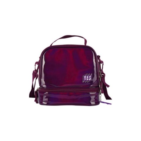 Lancheira com Alça e 2 Compartimentos Holográfica - Yes - Roxo