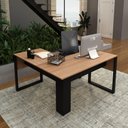 Ver imagem 1 de Mesa Escrivaninha para Escritório de Canto Estilo Industrial Me4181 Tecnomobili Amêndoa/preto