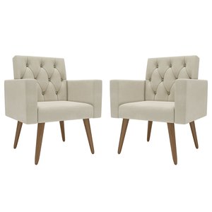 Kit 2 Poltronas Thais Premium: Suede/bege