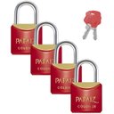 Ver imagem 1 de Cadeado Pequeno 20mm Haste Curta Latão Maciço Vermelho com Chave | Papaiz | Kit 04 Un