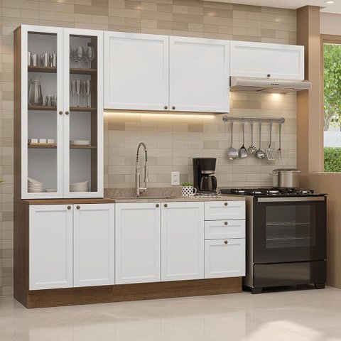 Armário de Cozinha Completa 270 cm Rustic/Branco Vik Madesa 05