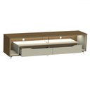 Ver imagem 2 de Rack para Tv até 65 Polegadas Loop 2 Gavetas com Vidro e Led Cedro/off White - Olivar Móveis