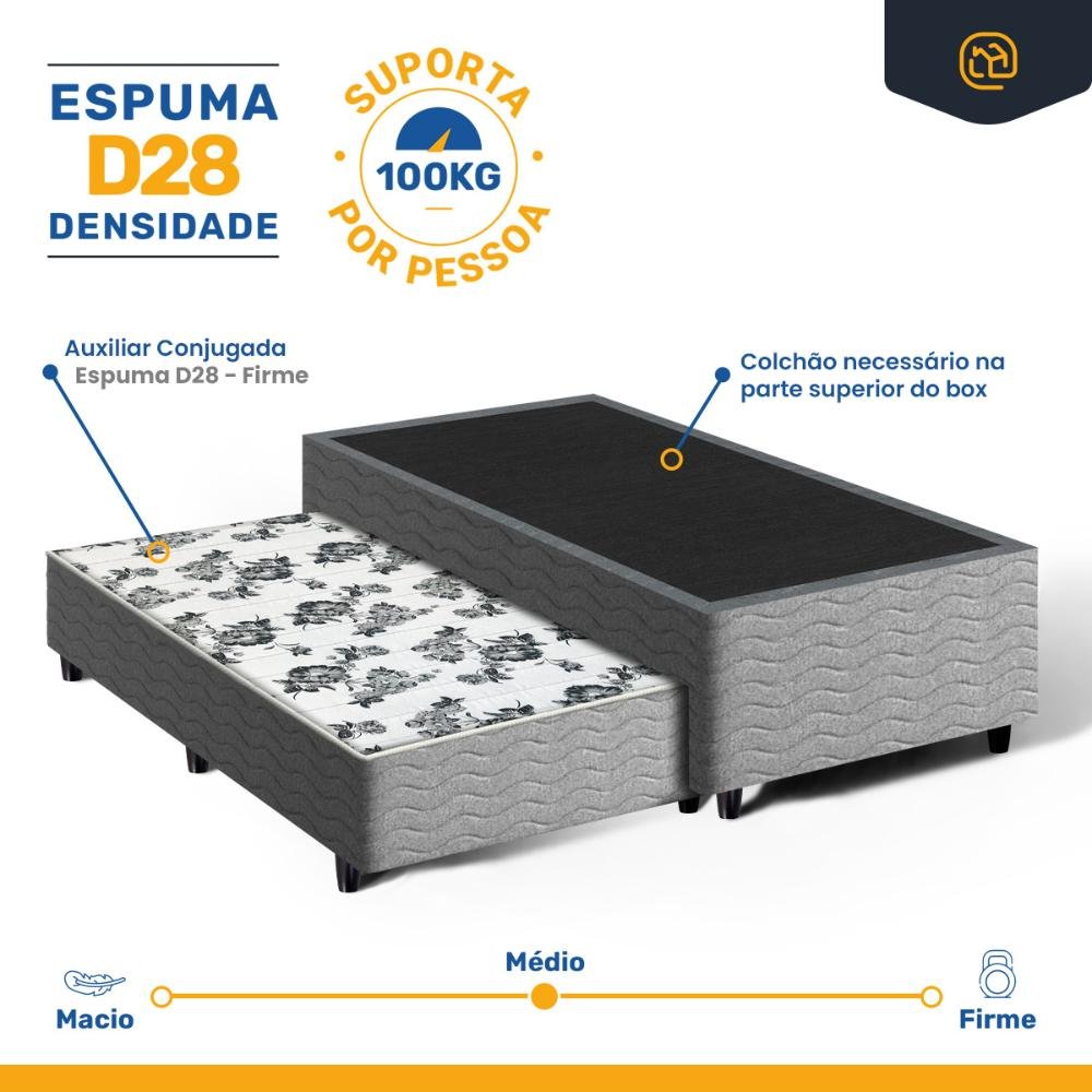 Cama Box com Auxiliar de Espuma Unique Solteiro 88cm - 3