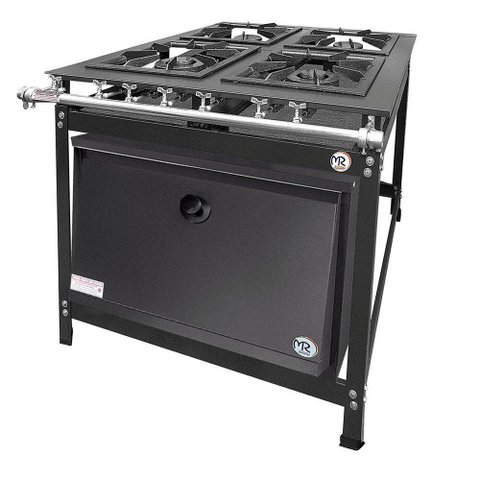 Fogão Industrial 4 Bocas 2 Duplas Baixa Pressão MR Fogões com Forno P8 Luxo