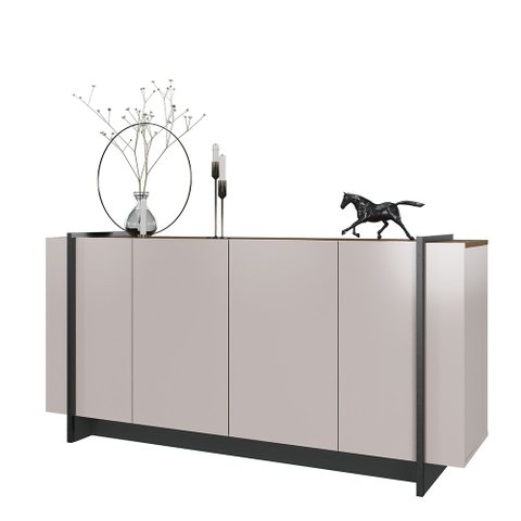 Buffet Michel Off White/ Nogueira Real/ Preto Fosco 160 cm