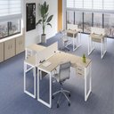 Ver imagem 5 de Mesa de Escritório em L Pé Tubular Pe25 em Mdp 155 X 155 X 60 Cm Preta com Base Preta