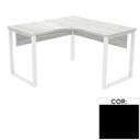 Ver imagem 1 de Mesa de Escritório em L Pé Tubular Pe25 em Mdp 155 X 155 X 60 Cm Preta com Base Preta