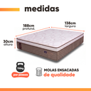 Ver imagem 4 de Colchão Casal Probel Molas Ensacadas Guarda Costas Alameda 138x188x30cm Marrom / Branco Euro In Prob