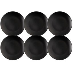 Conjunto 6 Pratos Rasos para Sobremesa Plástico Preto 18cm C - 1
