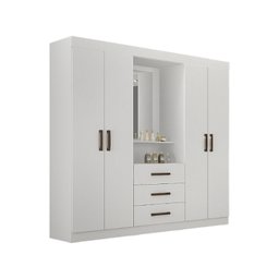 Guarda Roupa Casal 4 Portas 3 Gavetas Belém Leifer Branco - 1