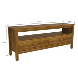 Rack Flat com 2 Gavetas em Madeira Maciça - Garapa - 4