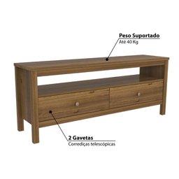 Rack Flat com 2 Gavetas em Madeira Maciça - Garapa - 3