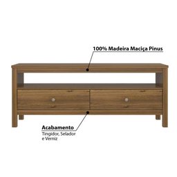 Rack Flat com 2 Gavetas em Madeira Maciça - Garapa - 2