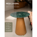 Ver imagem 2 de Mesa Lateral Cone Freijó 51cm com Tampo em Mármore Verde Guatemala