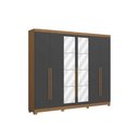 Ver imagem 2 de Guarda Roupa 6 Portas (2 c/ Espelho) e 3 Gavetas c/ Pés CB01T580 Canela/Grafite - Kappesberg